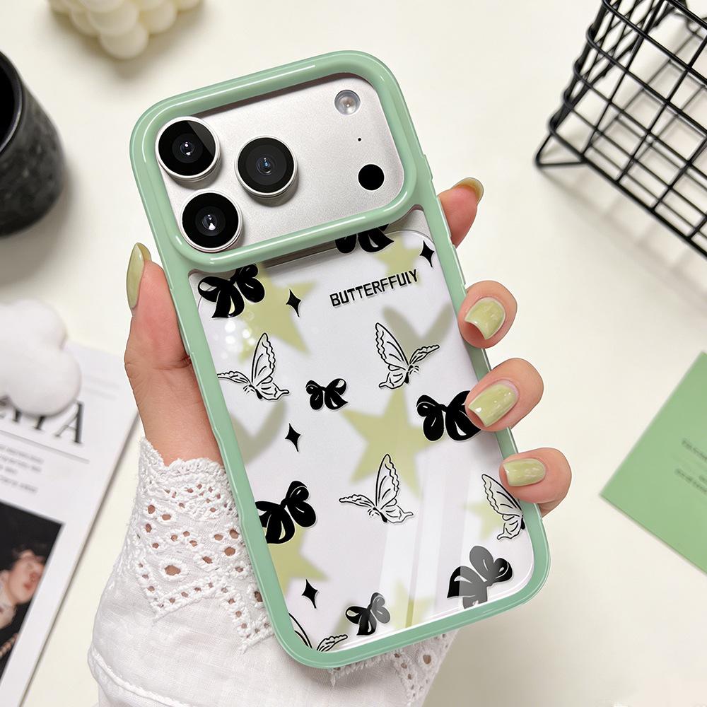 Чехол для мобильного телефона Green star butterfly подходит для iPhone17Pro, противоударный прозрачный защитный чехол Apple 16/15, новые модели 14.