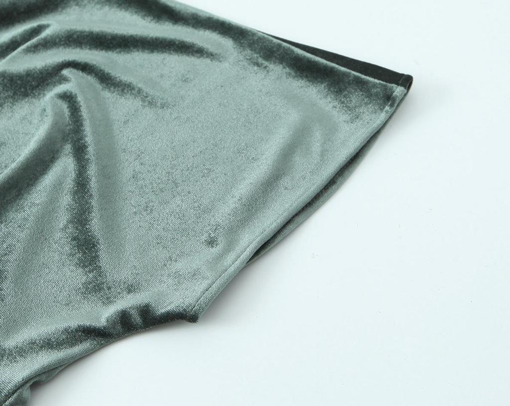 Autumn Velvet Midi Dress for Women - European & American Style Fashion