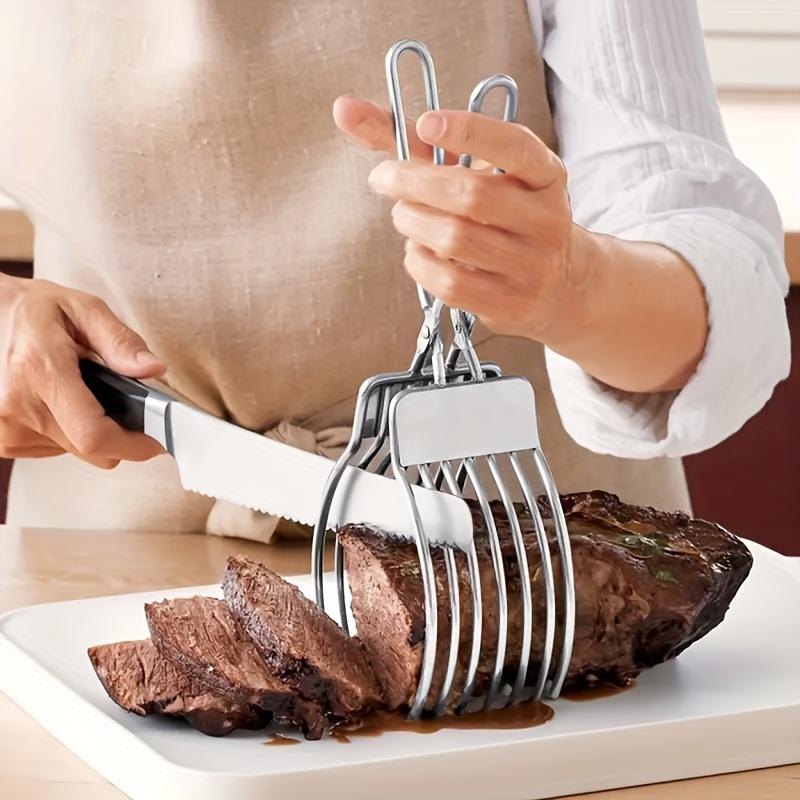 Щипцы из нержавеющей стали для нарезки говядины для нарезки мяса и ломтиков хлеба, зажим для лука и помидоров, используются для нарезки овощей и фруктов на кухне.