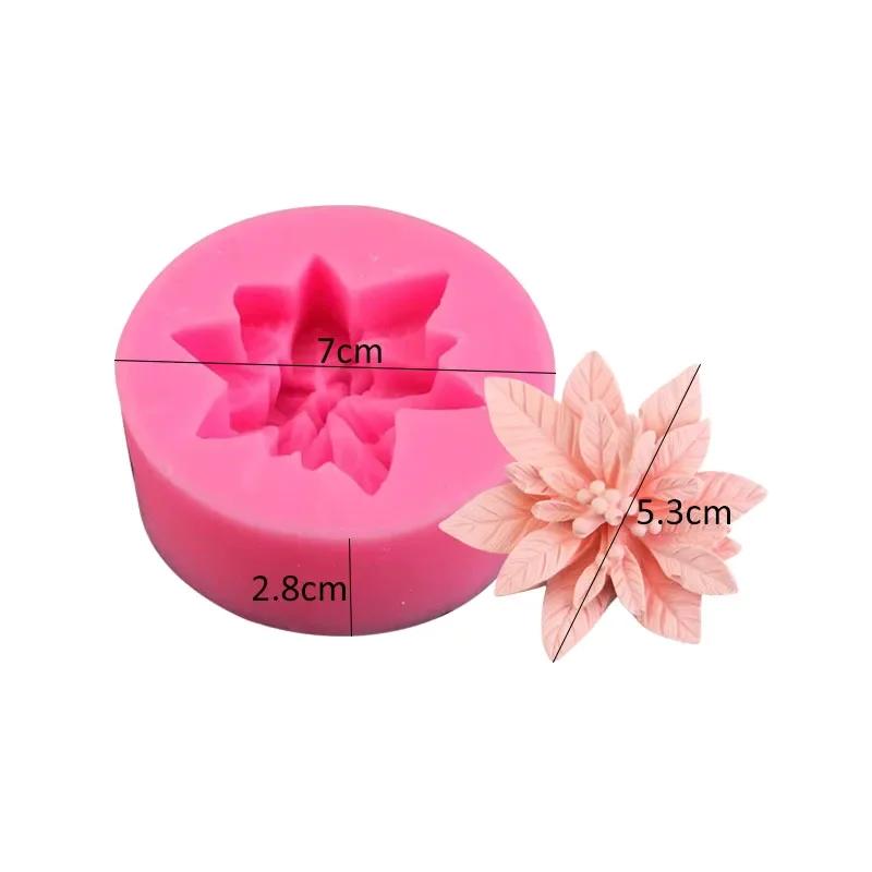 3D Holly Leaf силиконовая форма для выпечки торта рождественское украшение шоколадное мыло красный фруктовый цветок форма для помадки кухонные инструменты для выпечки