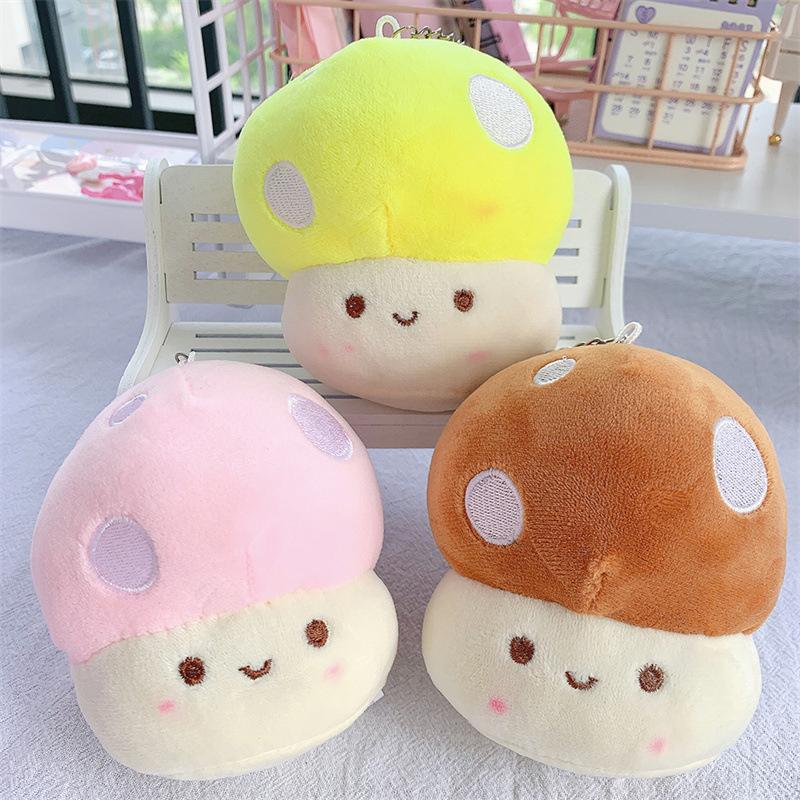 Cartoon Mushroom Doll Keychain Cute Stuffed Plush Toys Car Key Ring Bag Pendant