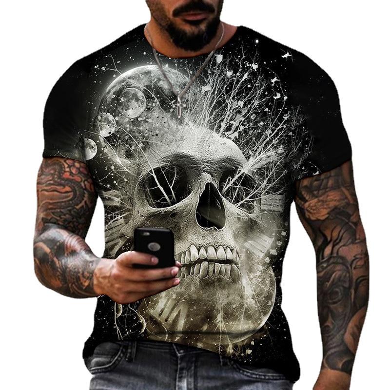 Skeleton 3D T Shirt Men O Neck Short Sleeve Summer Tops Mens Print Tee Shirts