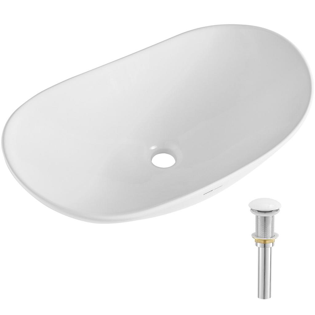 Modern Ceramic Vessel Sink 23.3" x 14.2" Bathroom Vanity Bowl Countertop