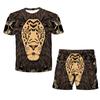 Король Лев с 3D принтом, летняя мужская футболка с круглым вырезом, комплект, повседневная футболка, шорты, комплект из 2 предметов, пуловер большого размера, спортивный костюм, трендовая мужская одежда