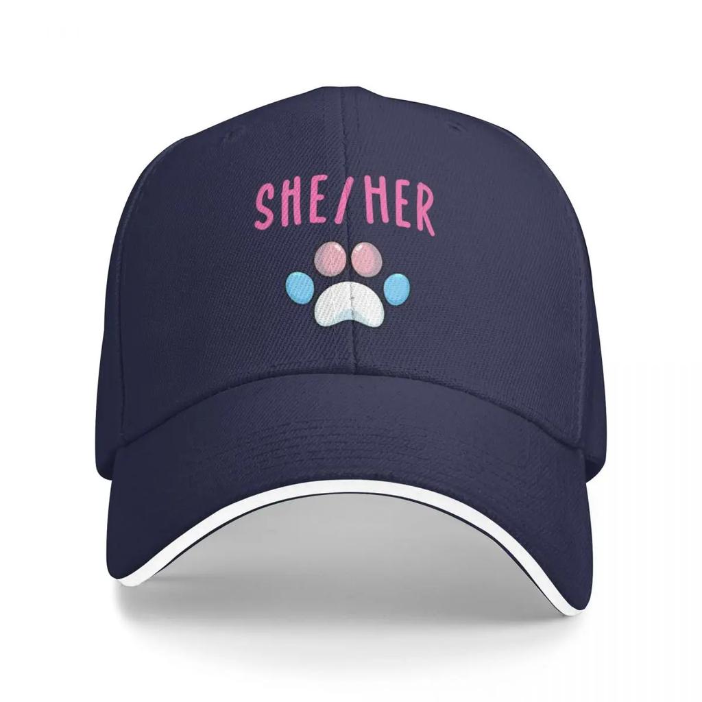 SheHer Pronouns Trans Pawprint Baseball Cap Horse Hat Brand Unisex Cap Winter Hats For Unisex Fishing Caps Unisex Unisexs Caps WoUnisexs