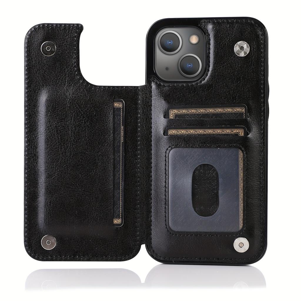 Чехол для телефона-кошелька с держателем для карт, чехол с подставкой для карт из искусственной кожи, двойной магнитной застежкой и прочным противоударным чехлом, для IPhone