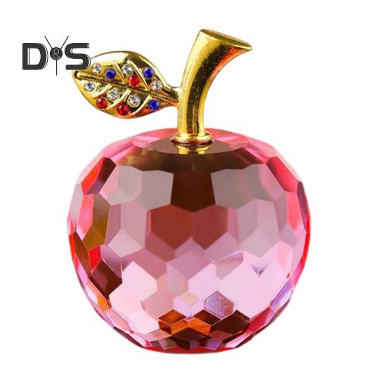 Стеклянные яблоки, фигурка, искусственный хрустальный фрукт, украшение, коллекционные полупрозрачные яблоки, украшение для домашнего офиса, приборной панели автомобиля