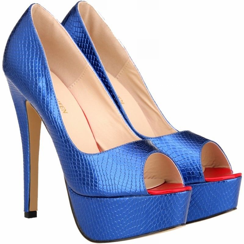 Женские туфли-лодочки, модные, сексуальные, 14 см, тонкие, высокие каблуки, с открытым носком, на платформе, с крокодиловым узором, на шпильках, для вечернего платья, свадебные туфли