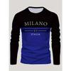 Camiseta de manga larga con estampado informal para hombre, transpirable, de secado rápido, cómoda, deportiva, italiana, de verano