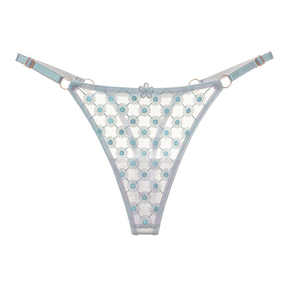 Korean Version of Simple and Slightly Sexy Girl Panties, Fancy Thin Mesh Yarn, Pure Desire, Low Waist Adjustable Thong 2269