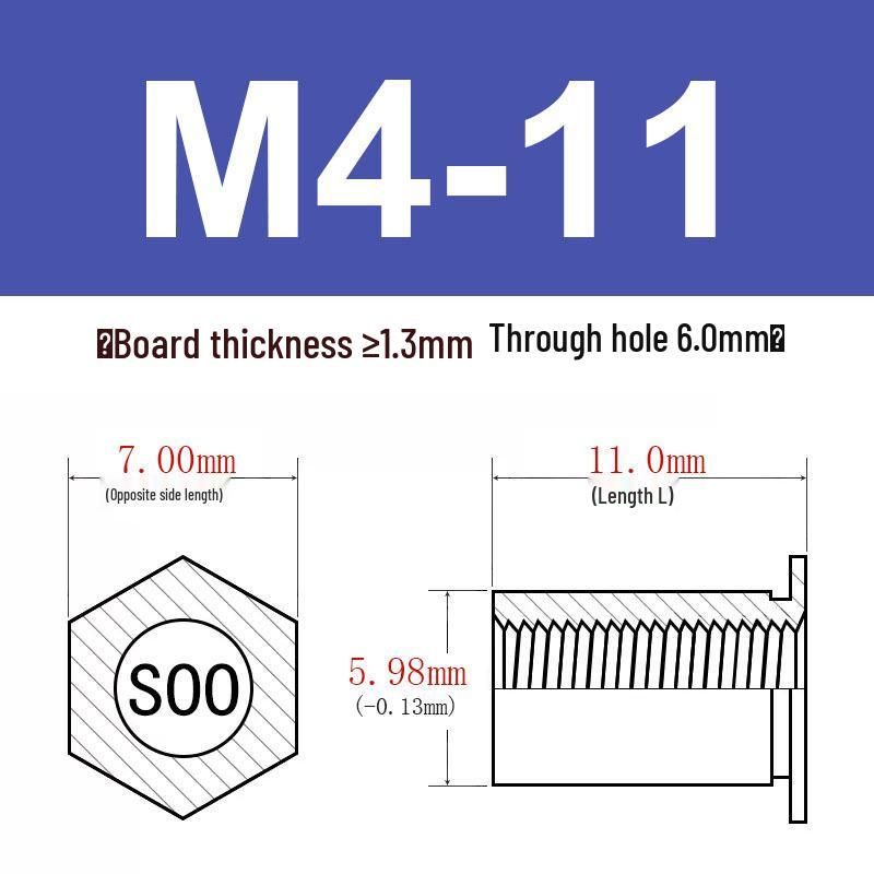 Шестигранные Заклепочные Гайки-Болты M2-M8, Резьбовой Стержень с Цилиндрической Головкой