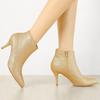 Allegra K Glitter Ankle Boots, Pointed Toe, Stiletto Heel, Women's, Gold, Size 26.0 cm