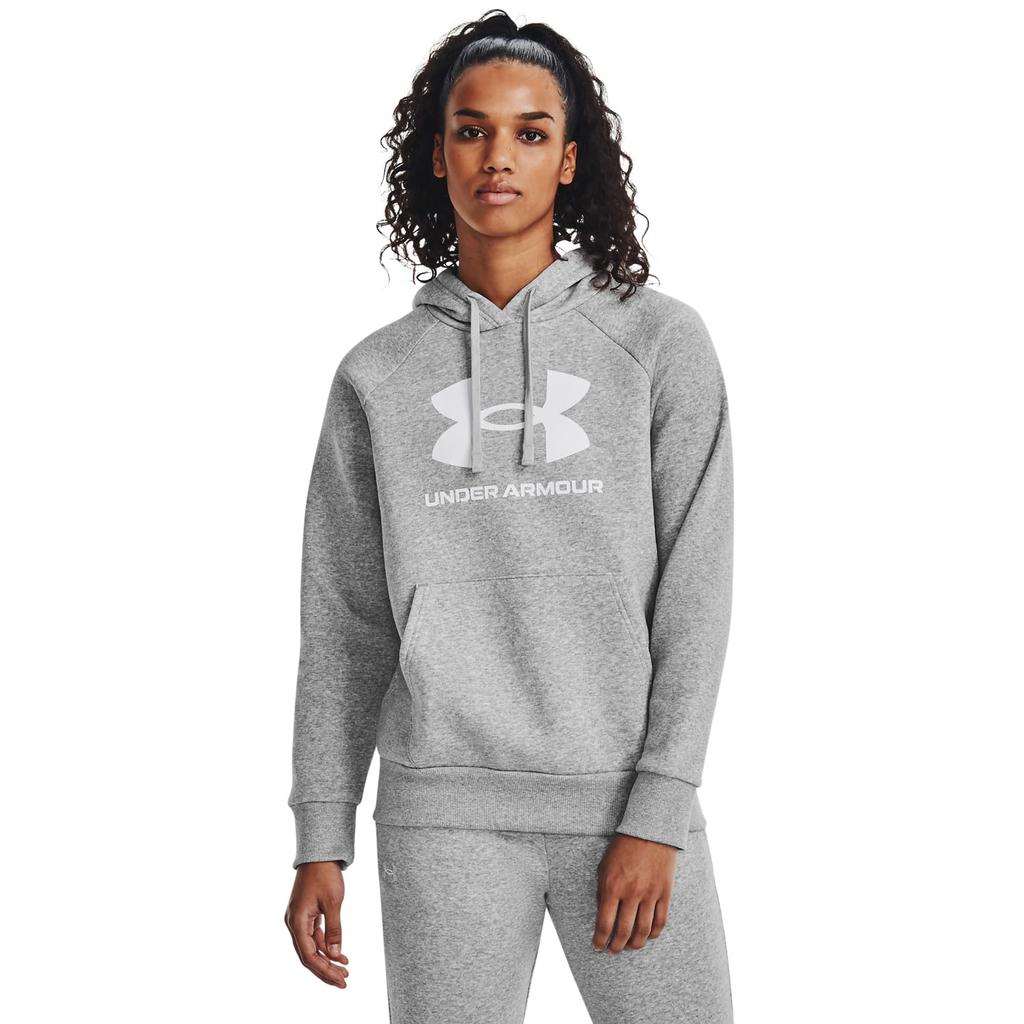 UA RIVAL FLEECE BIG LOGO HDY Мод Серый Светло-Меланжевый Белый MD [Under Armor] / /