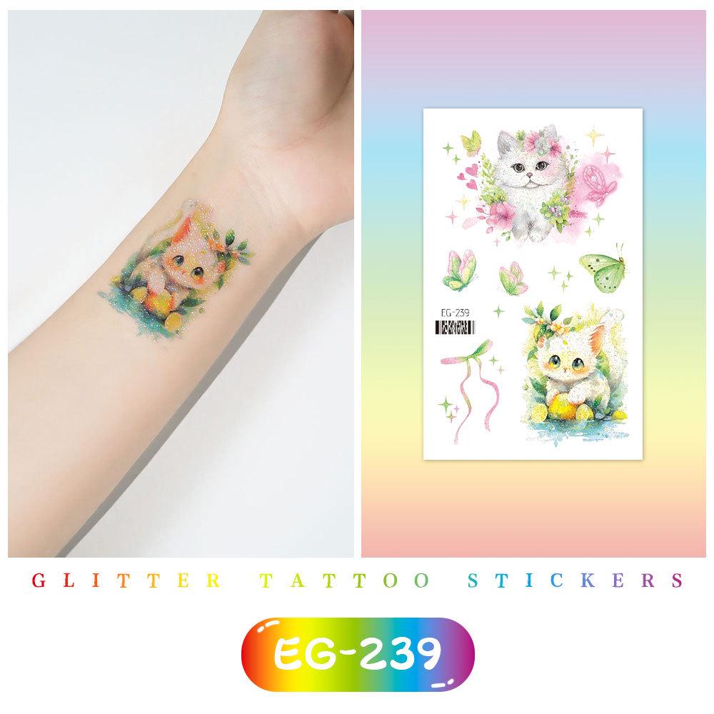 Красочные милые мультяшные животные блестящие татуировки наклейки для детей