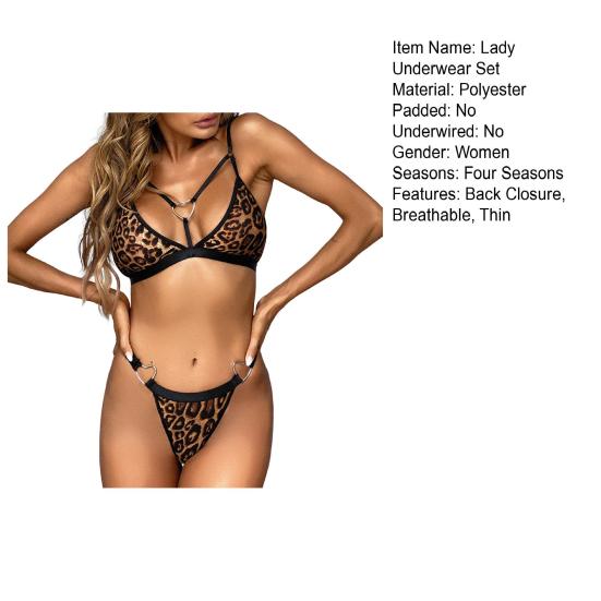 2 Pcs/Set Chic Women Bra Underpants Suit See-through Support Breast G-string High Elasticity Women Bra Underpants Suit for Bedroom