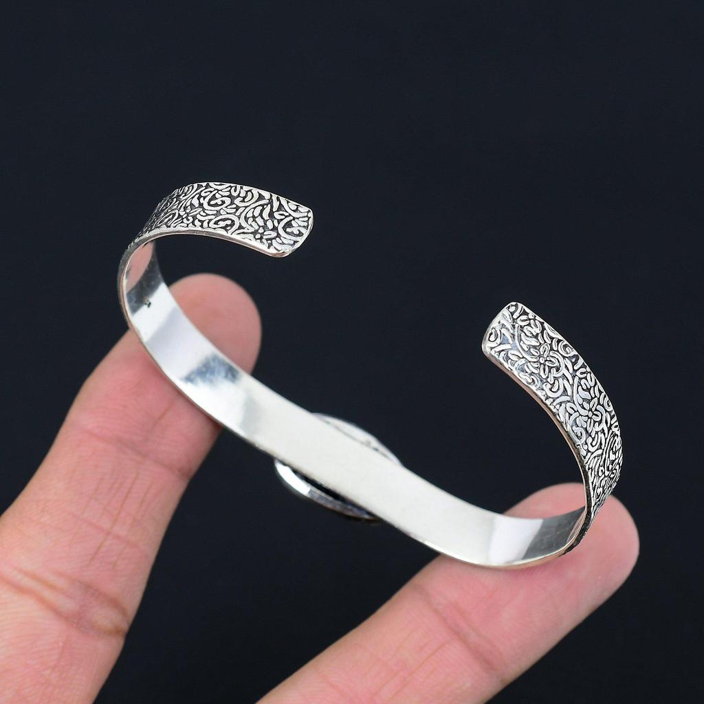 Daughters Day Deal 925 Sterling Silver Turritella Agate Stone Anniversary Bangle
