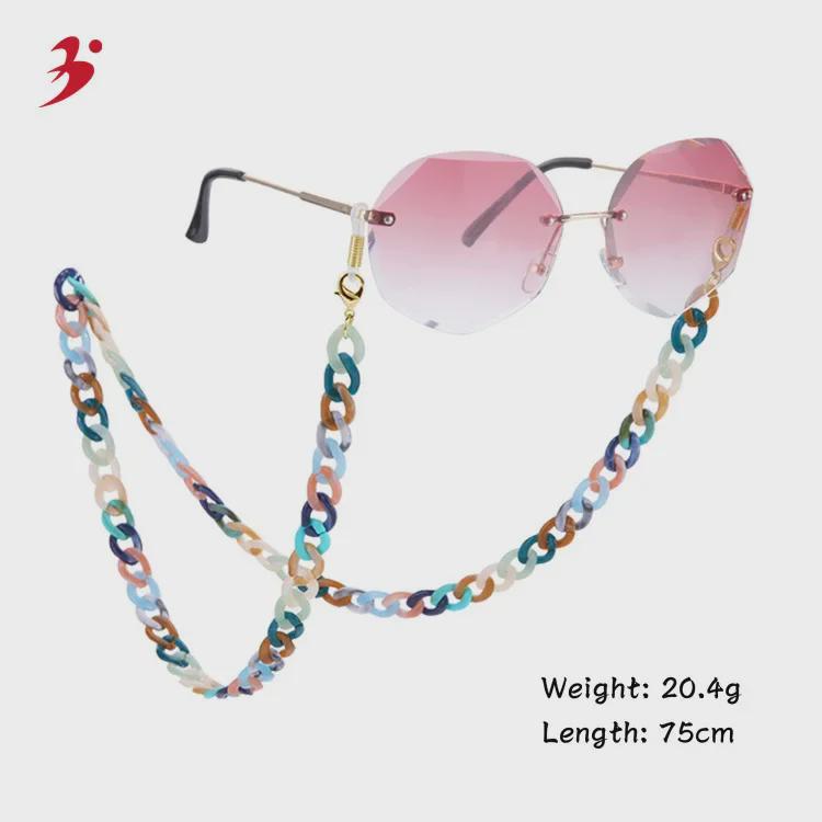 Европейская и американская разноцветная акриловая цепочка для очков - модная и универсальная