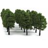 3.5cm, 30 Pieces, for Model Railroads, Trees, Forests, N Gauge, Dioramas, Structures, Railways, Architecture, and Model Landscapes, Dark Green