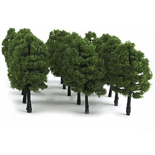 3.5cm, 30 Pieces, for Model Railroads, Trees, Forests, N Gauge, Dioramas, Structures, Railways, Architecture, and Model Landscapes, Dark Green