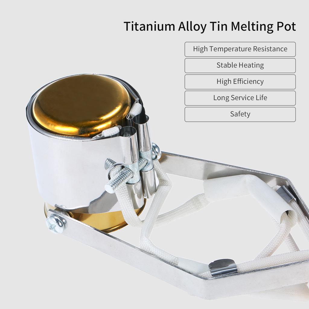 Portable Titanium Alloy Tin Furnace Temperature Adjustable Tin Soldering Pot High Power Tin Melting Furnace Small Tin Dipping Furnace