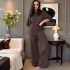 Women's 2 Piece Outfits Casual Short Sleeve Pullover Loose Top And Wide Leg Pants Set Summer Lounge Tracksuit