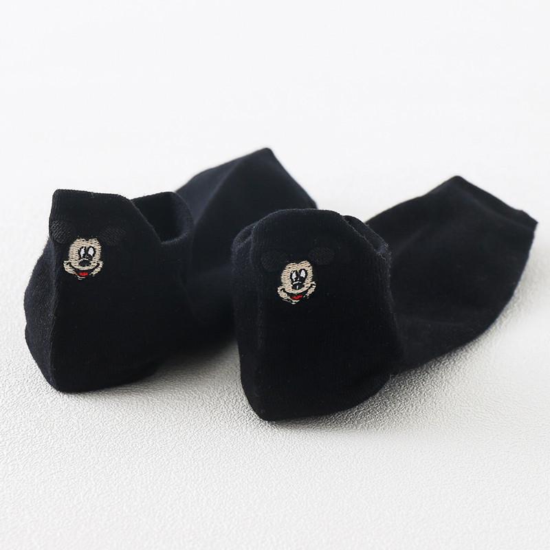 Женские черно-белые мультяшные вышитые носки до щиколотки - летние тонкие с мелким вырезом, корейский стиль