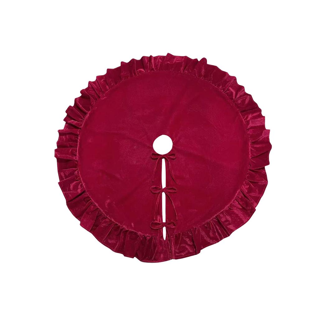 Solid Color Velvet Christmas Lace Tree Dress  122CM