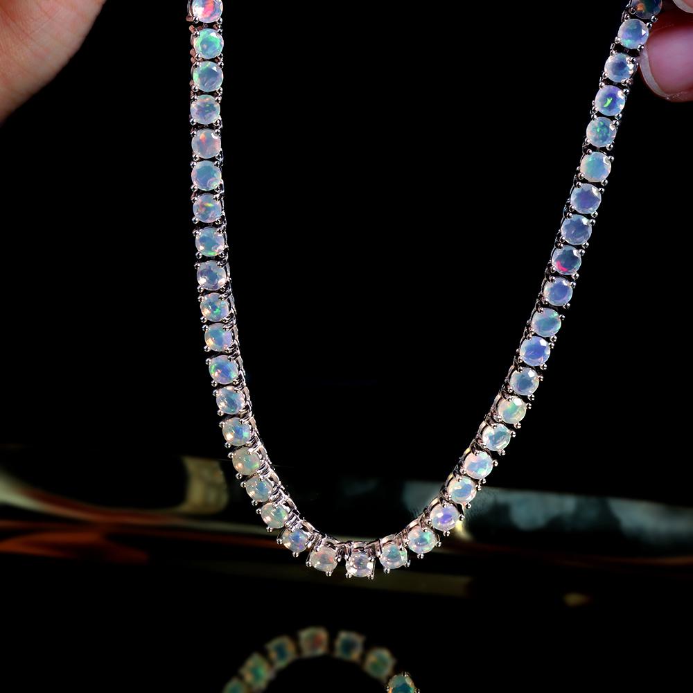 Классический дизайн, 50 см, ожерелье с опалом, серебро 925 пробы, натуральный драгоценный камень, изысканные украшения для женщин, девочек, подарок на день рождения для мамы на годовщину
