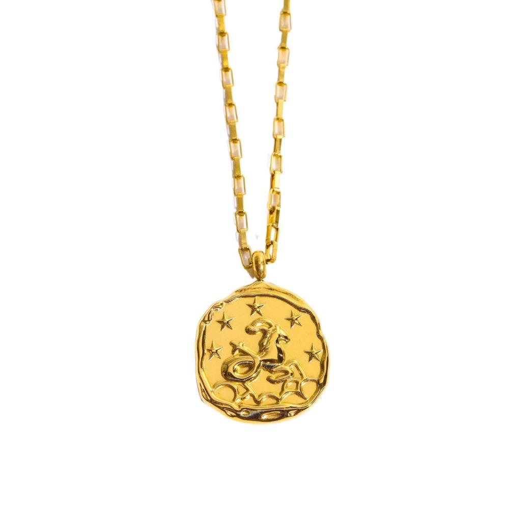 Pendant 12 Constellation Necklace Neck Jewelry Vintage Golden Necklace  Vacation