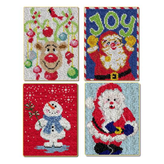 Коврик для самостоятельного вязания крючком, набор для веселого отдыха в рождественском стиле, предварительно напечатанная основа, ковер ручной работы