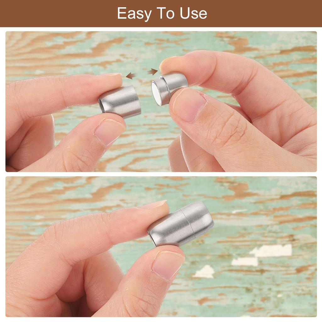 Leather Cord End 6pcs 8mm Hole Leather Cord End Cap Closure Leather Cord DIY Supplies Craft Black [uxcell] Clasp, Clasp, Buckle, Making,