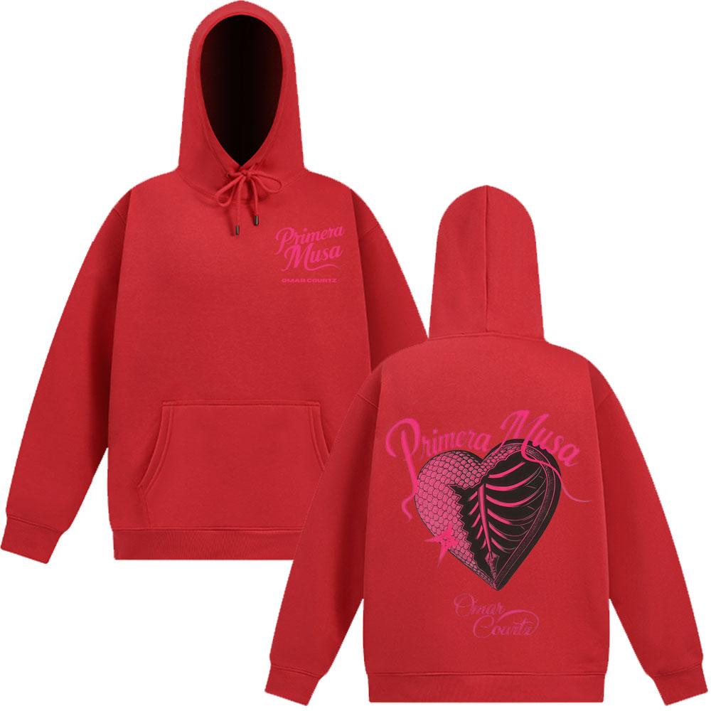 Рэпер Омар Курц Первая Муза 2025 Худи с графикой сердца Мужская с длинным рукавом Свободная Повседневная Толстовка Эстетичная Модная Толстовка с капюшоном