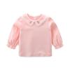 Autumn 2025 Toddler Girl Solid Color Embroidered Long Sleeve Korean Top