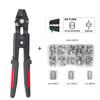 Wire Rope Crimping Tool Fishing Crimping Tool With 150Pcs 1.2/1.5/2mm Aluminum Double Barrel Ferrule Crimping Loop Sleeve Kit
