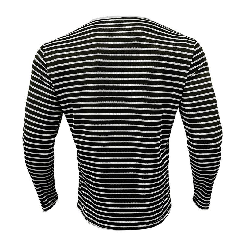 Мужская полосатая футболка-henley с длинным рукавом, приталенная, универсальный базовый слой для осени и зимы