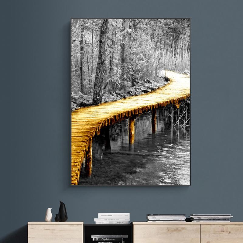 Скандинавские плакаты с изображением лодки и дерева, пейзаж, печать на холсте, картины с мостом через озеро, настенное искусство, современный домашний декор, фотографии для гостиной