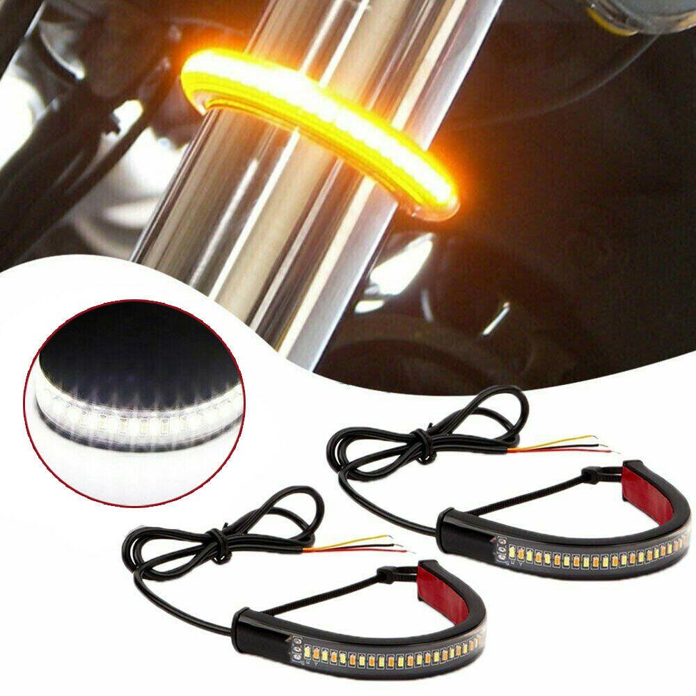 Dual-Color LED Motorcycle Turn Signal & Shock Absorber Light Strip