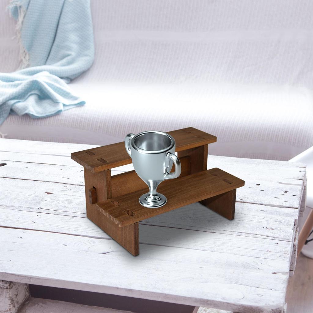 Display Riser Wooden Shelf Organizer Jewelry Wood