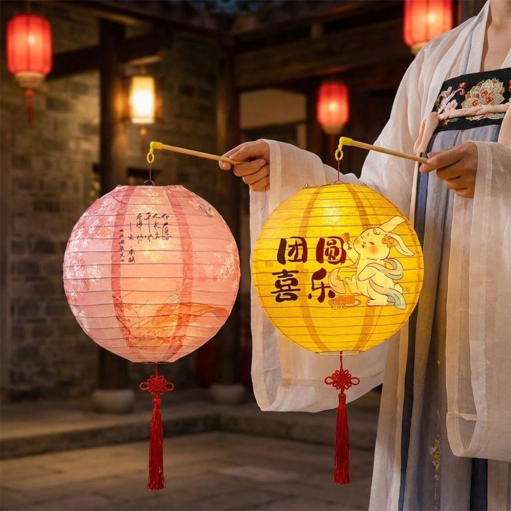 Luminous Mid-Autumn Paper Lanterns Folding DIY Handheld Lanterns Kindergarten Use