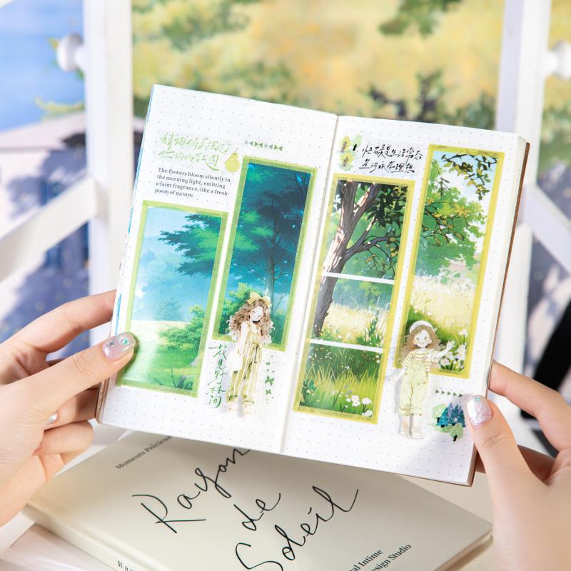 1book/30Pcs Beautiful City Scenery Stickers Japanese Literary Street DIY Handmade Album Scrapbooking Decorative Paper Supplies