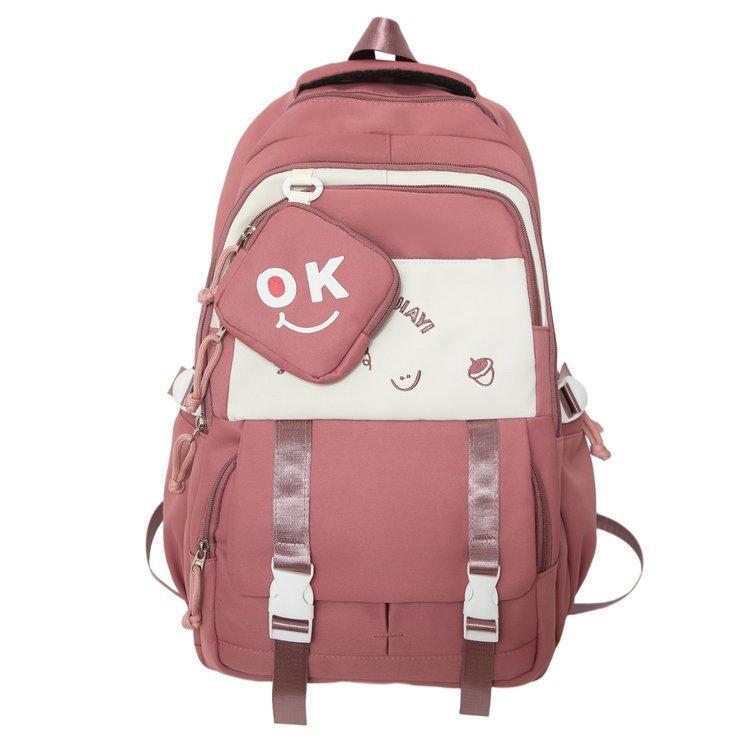 Schoolbag new high-value, light weight, cute, fashionable and versatile large-capacity schoolbag, junior high school and high school students backpack