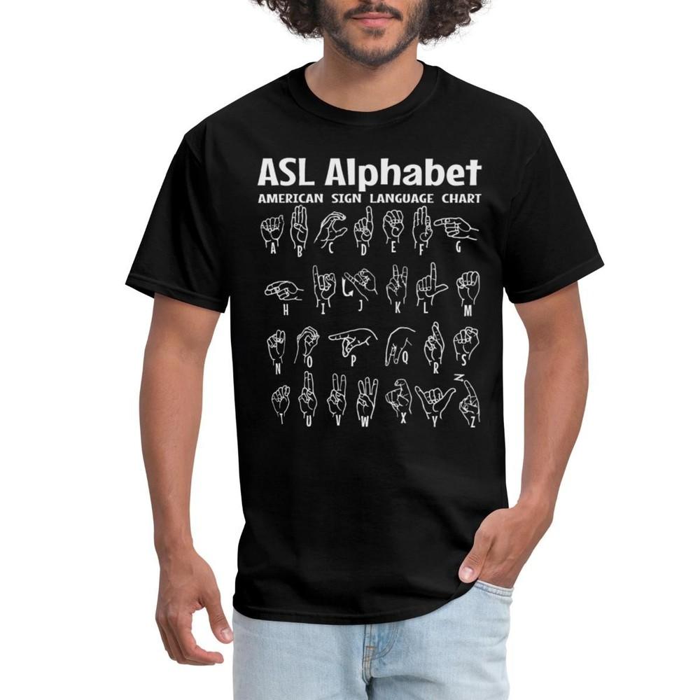 Алфавит ASL Американский язык жестов Таблица Мужская футболка Унисекс футболка