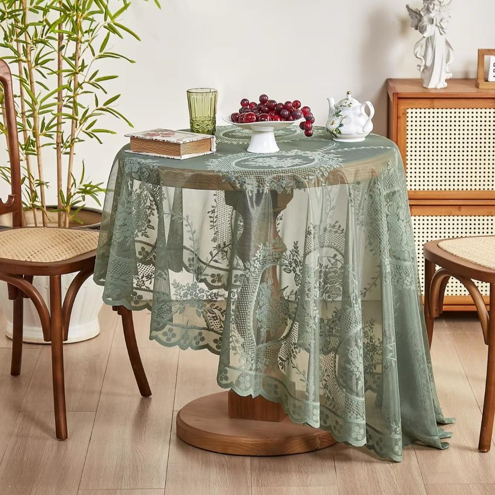 Flower Lace Tablecloth Solid Color Table Cloth Retro Table Cover