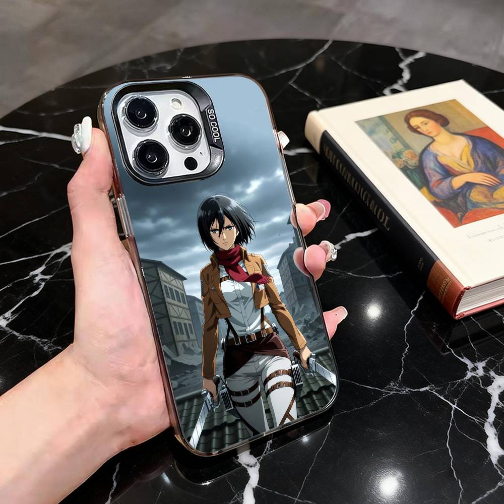 A-Атака титанов M-Микаса A-MA Чехол для телефона для iPhone 17,16,15,14,13,12,11 Plus,Pro Max,XS,Красочный Серебристый Черный Чехол