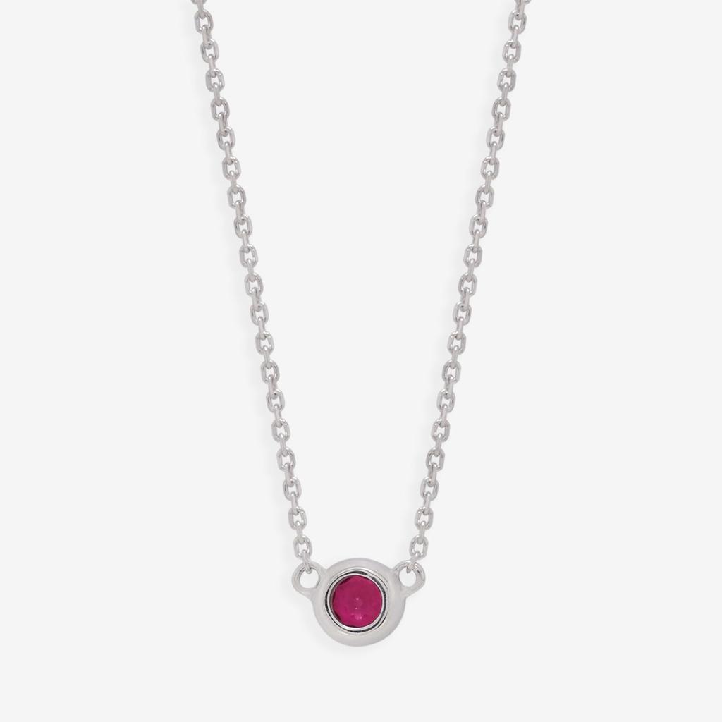 Estelle Official Online Exclusive Women's Silver Rhodium-Plated Necklace with October Birthstone Pink Tourmaline (Product Code: 0773-0899-0019-0000)
