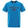 New American Unisexs summer retro  Brooklyn letter print micro elastic breathable round neck Tshirt outdoor urban casual top