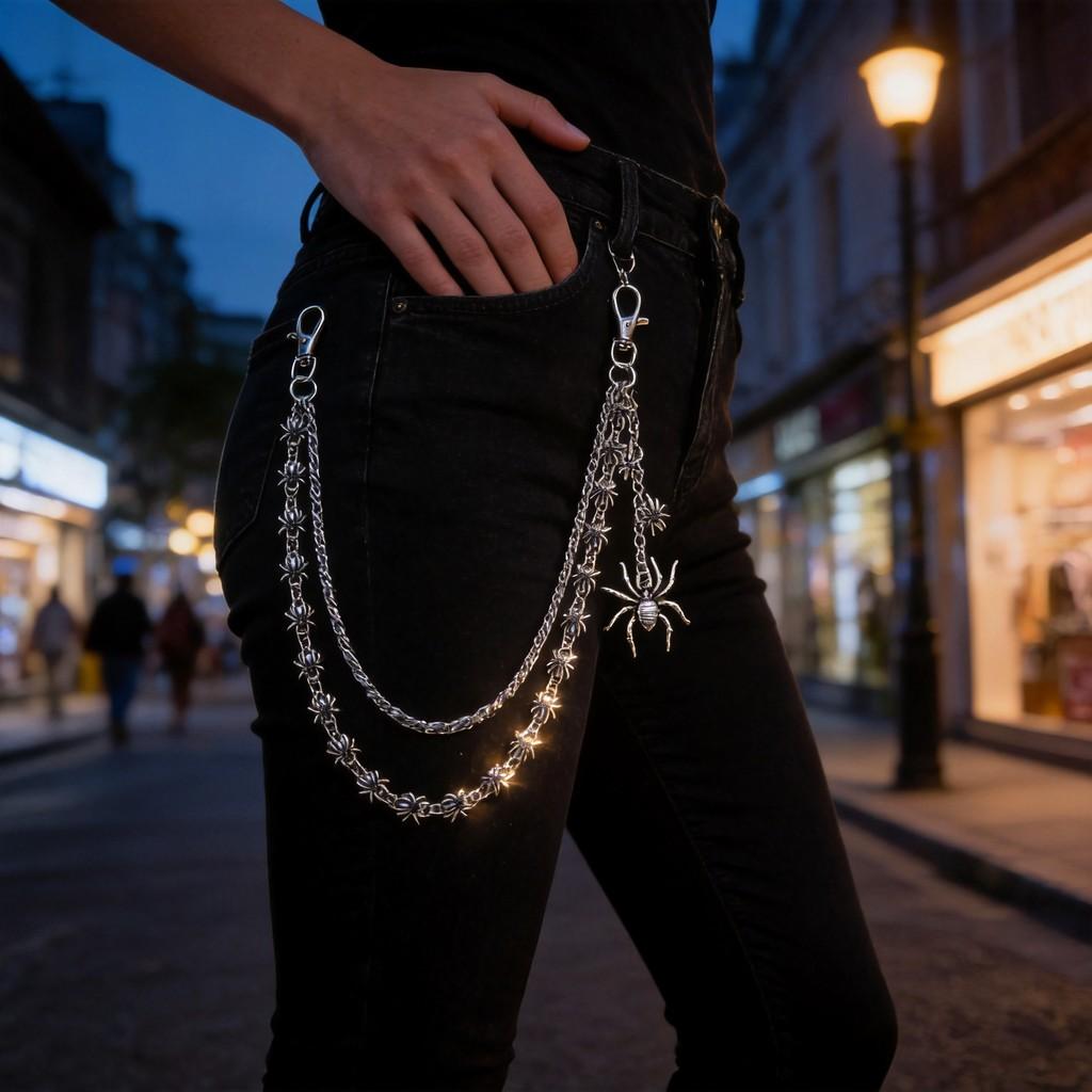 Gothic Dark Web Waist Chain For Men And Women Fashion Accessory With Tassels