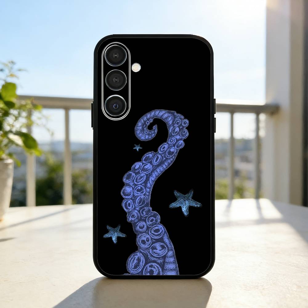 O-Octopus S-Sea Animals O-Ocean Phone Case For Samsung A73,72,71,53,52,51,22,91,80, Soft Black Cover