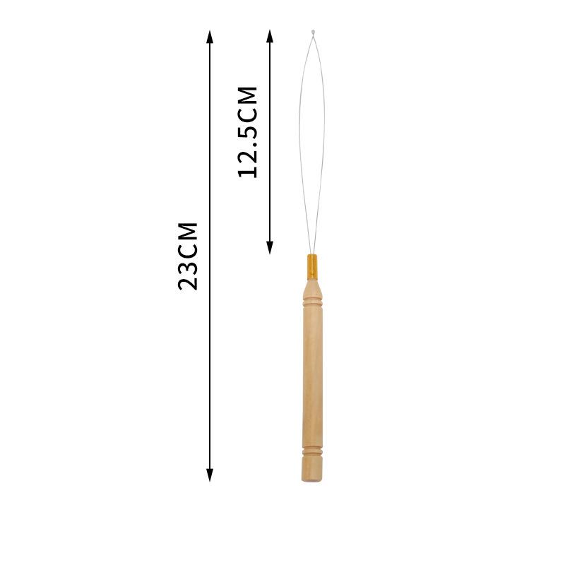 3 Styles Wooden Handle Hook Needle Lace Wig Making Knitting Micro Ring Loop Hair Extension Weaving Crochet Hook Needle Tools