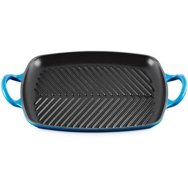 Чугунная сковорода-гриль овальная Le Creuset Signature 30x27 см, лазурная (20201302200422)